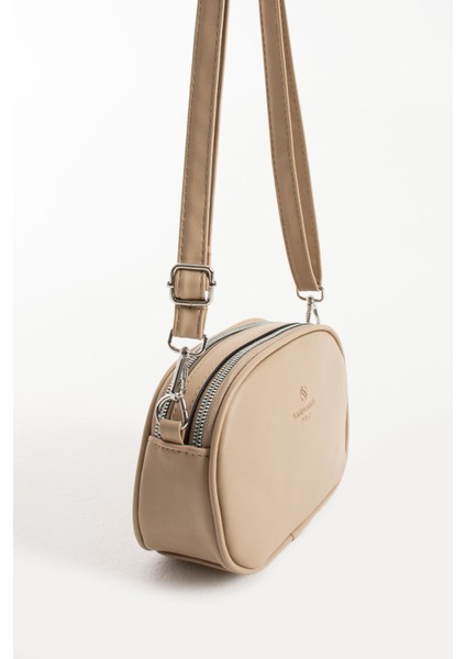 Kadın Suni Deri Yumuşak Doku Ayarlanabilir Çapraz Askılı Şık Görünümlü 2 Gözlü Omuz Çantası indirimleri