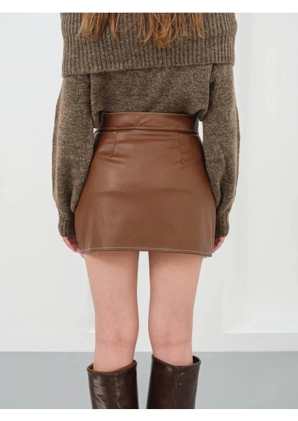 Kontrast Deri Etek Kahve W260015
