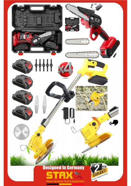 US2190 4x 40VF Akülü Dal Budama Kesme Testere + Akülü Teleskopik Ot Çayır Çim Biçme Budama Makinesi fiyatları