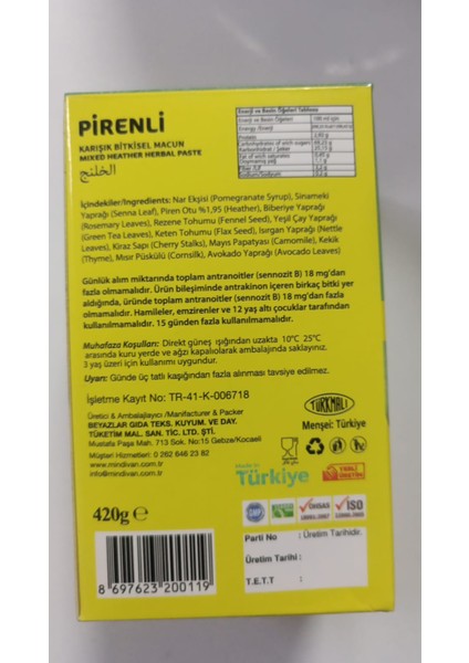 Pirenli Macun 420G fiyatları