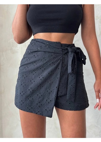 Brodeli Şort Etek S255075