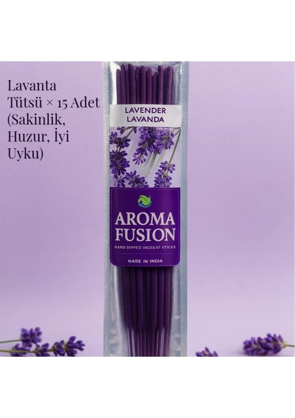 Aroma Fusion Lavanta Tütsü - Premium Tütsü × 15 Adet (Huzur, Sakinlik, Iyi Uyku)