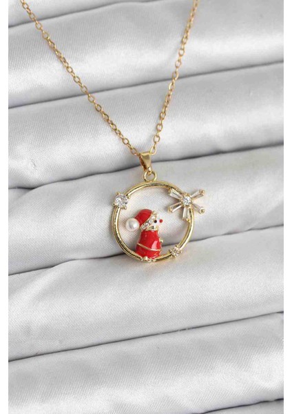 316L Çelik Zincir Gold Zirkon Taşlı Yılbaşı Tema Kadın Kolye fiyatları