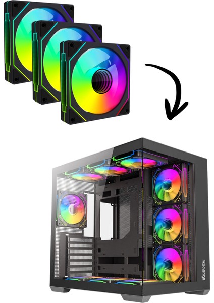Supernova ile Uyumlu 3 Adet 6pın Argb Fan Hexagon Aynalı 6 Pin Kontrolcüye Bağlanan Fan Seti fiyatları