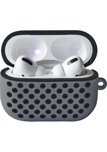 Airpods Pro 2 (2.nesil) Spor Delikli Kılıf - Gri-Siyah