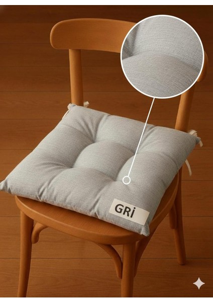 40X40 cm Bağcıklı Sandalye Minderi - Dekoratif Yumuşak Mutfak, Bahçe ve Balkon Minderi