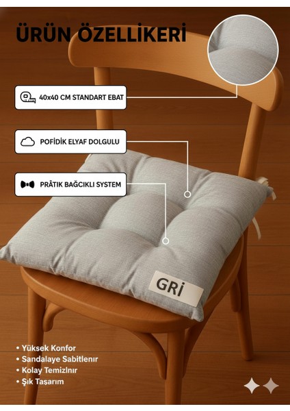 40X40 cm Bağcıklı Sandalye Minderi - Dekoratif Yumuşak Mutfak, Bahçe ve Balkon Minderi fiyatları