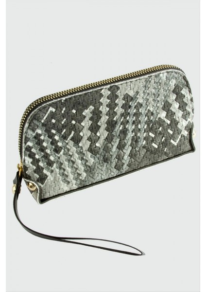 Ieg Gri Hasır Desenli Dikdörtgen Deri Cüzdan