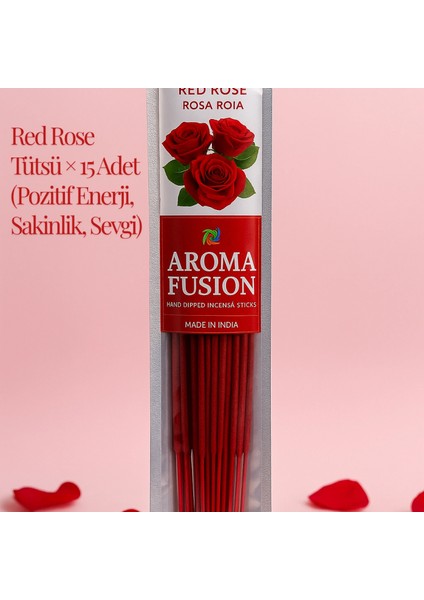 Aroma Fusion Red Rose Tütsü - Premium Tütsü × 15 Adet (Sevgi, Pozitif Enerji, Huzur)