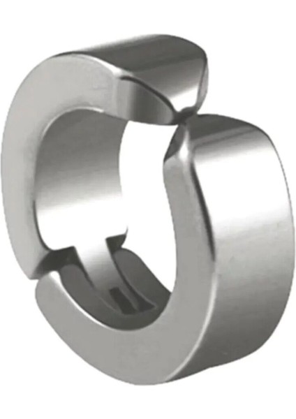 Erkek Küpesi - 1 Adet Çelik Kıstırmalı Küpe Paslanmaz Atmaz Çelik Gümüş Renk Küpe