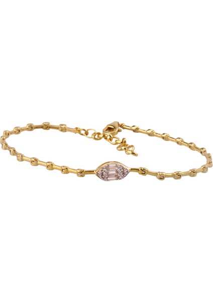 Baget Gümüş Bileklik – 925 Ayar, Baget Kesim Zirkon Taşlı, Minimal Tasarım (MS3809)