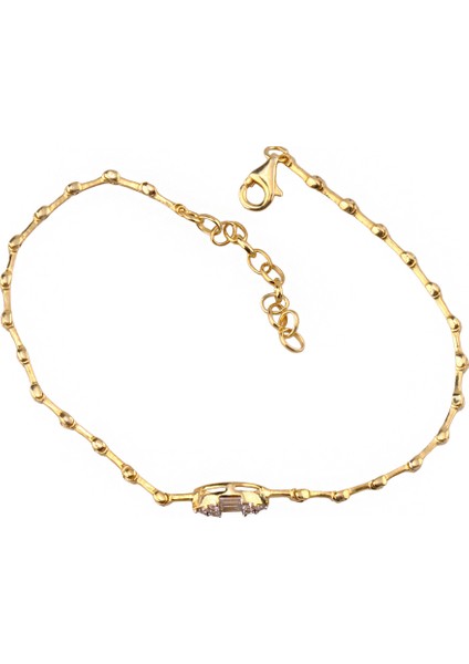 Baget Gümüş Bileklik – 925 Ayar, Baget Kesim Zirkon Taşlı, Minimal Tasarım (MS3809) fırsatları