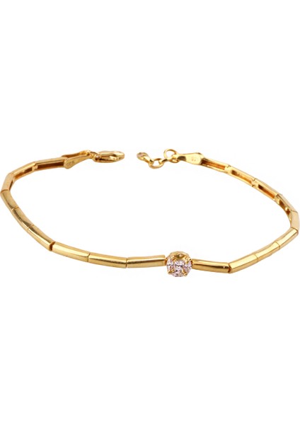 Tektaş Şık Gümüş Bileklik – 925 Ayar, Zirkon Taşlı, Ayarlanabilir (MS3802)