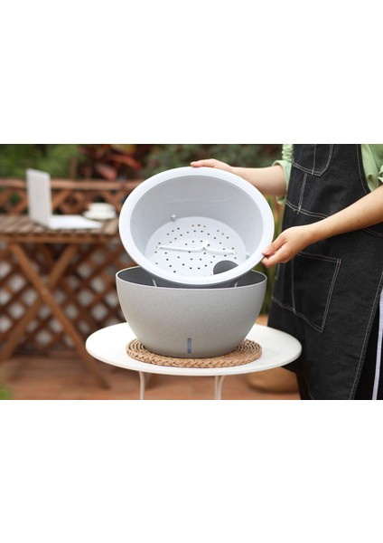 Kendinden Sulamalı Yuvarlak Bahçe Tipi Akıllı Saksı