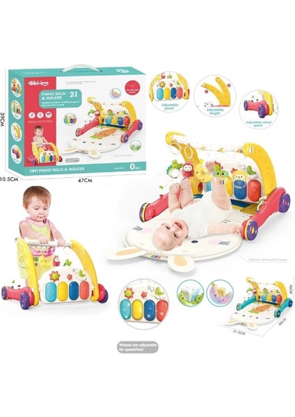 BIB6016- Vardem Piyanolu Bebek Yürüteci ve Tavşan Desenli Kırmızı Oyun Halısı 2 In 1 fiyatları