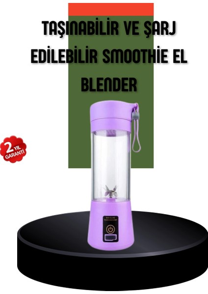 Taşınabilir USB Şarjlı Mini Smoothie Blender 380ML Çelik Bıçaklı Portatif
