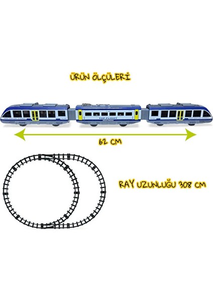 Uzaktan Kumandalı Müzikli LED Işıklı Manyetik Mıknatıslı Birleşim Yerleri 39 Parça 308 cm Tren Seti