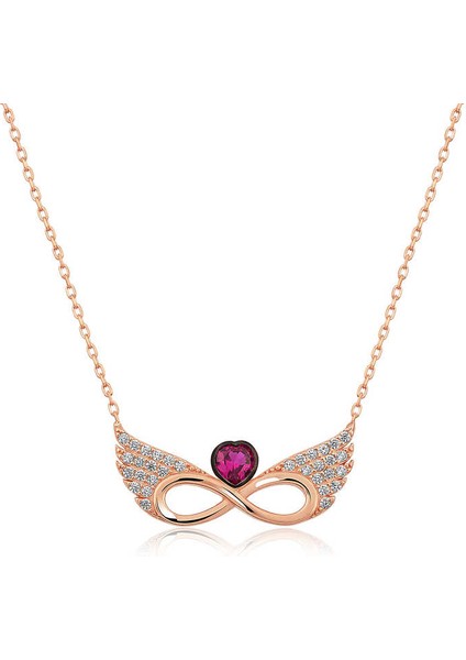 925 Ayar ​gümüş Kanatlı Sonsuz Kalp Kadın Gümüş Kolye T4566 (972972)