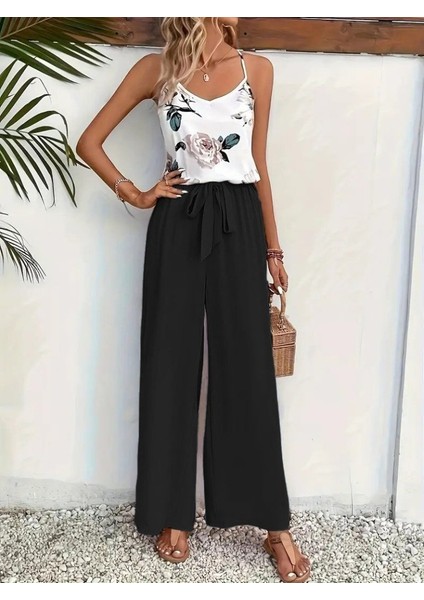 Kadın Ip Askılı V Yakalı Süprem Bluz ve Aerobin Pantolon Ikili Takım fırsatları