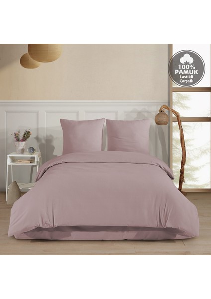 Plain %100 Pamuk Flanel Battal Boy Lastikli Çarşaflı Nevresim Takımı