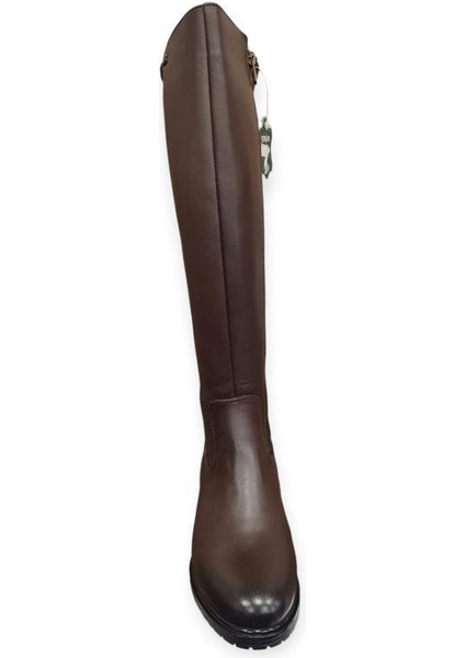 20711K Düz Topuk Streç Detaylı Günlük Deri Kadın Çizme modelleri