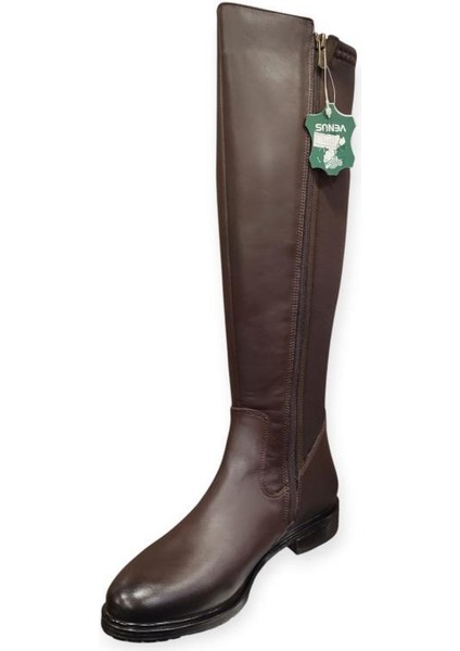 20711K Düz Topuk Streç Detaylı Günlük Deri Kadın Çizme fırsatları