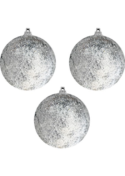 Yılbaşı 8cm Simli Strafor Ağaç Süsü 3lü Pvc Kutulu