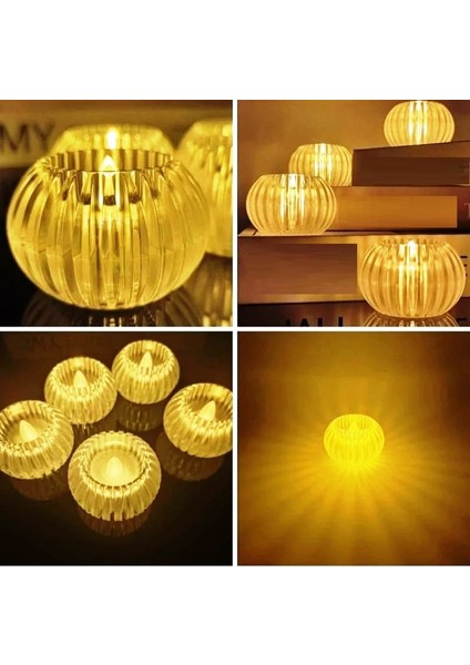 Vıp Profesyonel Kalite Işıklı Yılbaşı Mumu Crystal Light Candle 6 Adet Kristal LED Işıklı Pilli Mum fiyatları