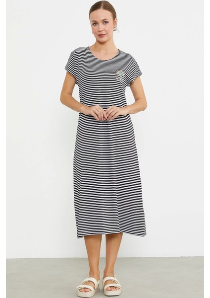 Sementa 77489 Nakış Detaylı Marine Penye Elbise modelleri