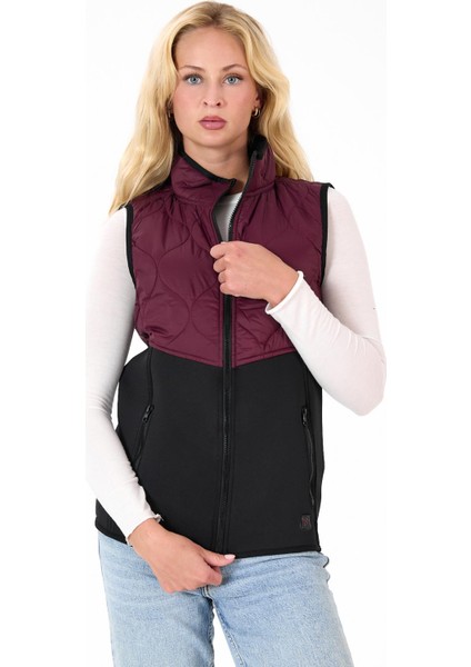 Kadın Fermuar Detaylı Kapitoneli Spor Şişme Yelek