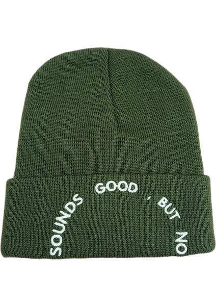 JTAW25BRE1658 Micro Örme Yazılı Haki %100 Akrilik Janti Bere