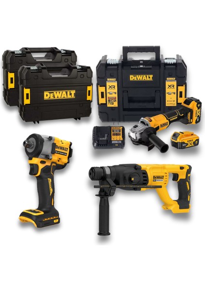 DCF922 + DCH133 + DCG407 18V Xr 3’lü Profesyonel Set (2×4.0AH Akü + Şarj + Tstak)