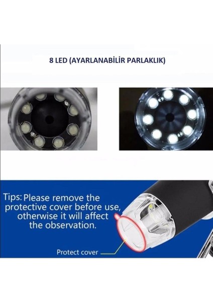 8ledli 1600X Zoom Dijital Taşınabilir USB Mikroskop modelleri