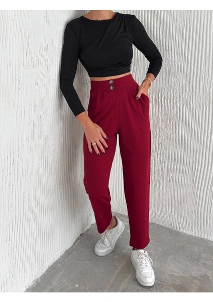 Örme Krep Pantolon Çift Düğmeli modelleri