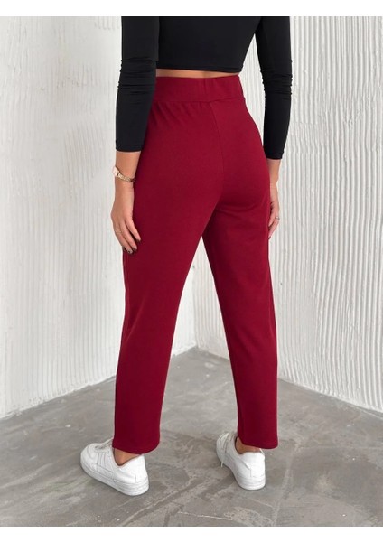 Örme Krep Pantolon Çift Düğmeli