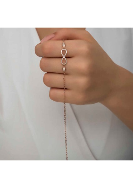 925 Ayar Gümüş Rose Sonsuzluk Kadın Bileklik T7193 (972972) fiyatları