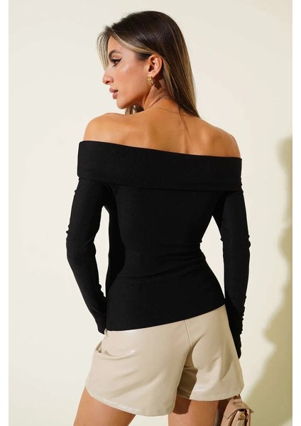 Madonna Yaka Düğmeli Bluz Siyah T4329 fiyatları