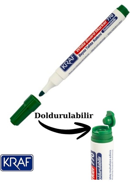 Doldurulabilir Beyaz Tahta Kalemi Seti 8'li Set ( 7 Kalem + 1 Silgi) fırsatları