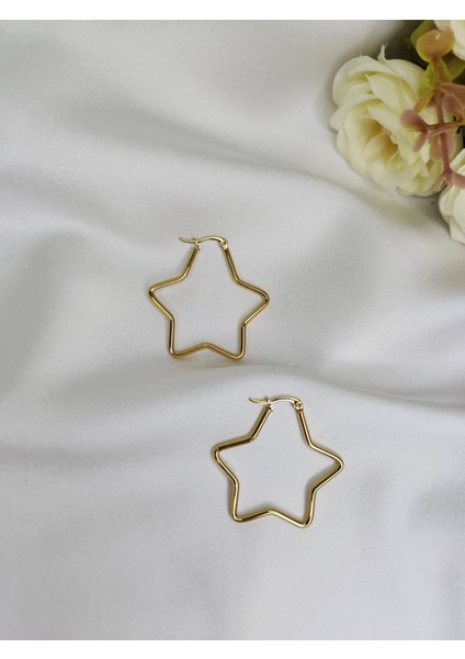 - Yıldız Şeklinde Gold Çelik Halka Küpe fırsatları