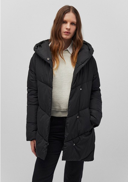 Kapüşonlu Siyah Şişme Mont 1110045-900