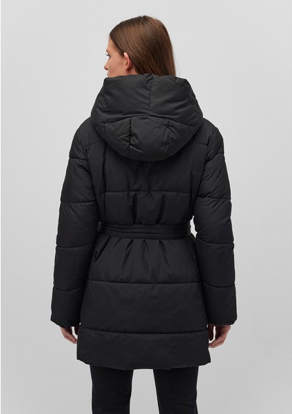 Kapüşonlu Siyah Şişme Mont 1110045-900