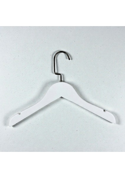 Ahşap Beyaz Renk Çocuk Elbise Gömlek Askısı Bebek Askısı Kıyafet ve Elbise Askısı 10 Adet 1.kalite