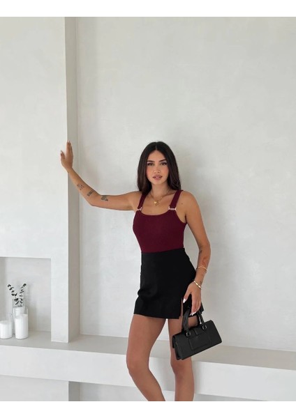 Ottoman Toka Askılı Bluz Bordo S4194 modelleri