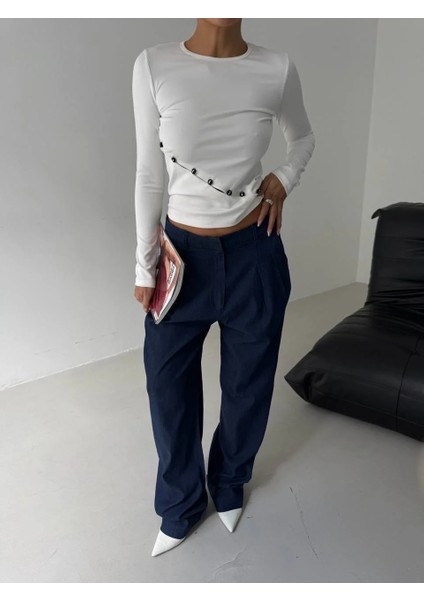 Asimetrik Alt Detaylı Bluz Beyaz fiyatları