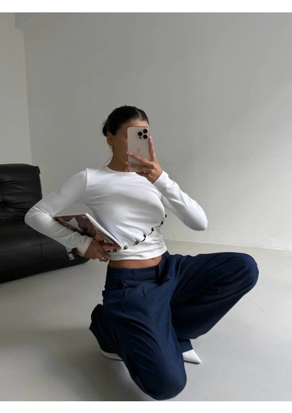 Asimetrik Alt Detaylı Bluz Beyaz modelleri