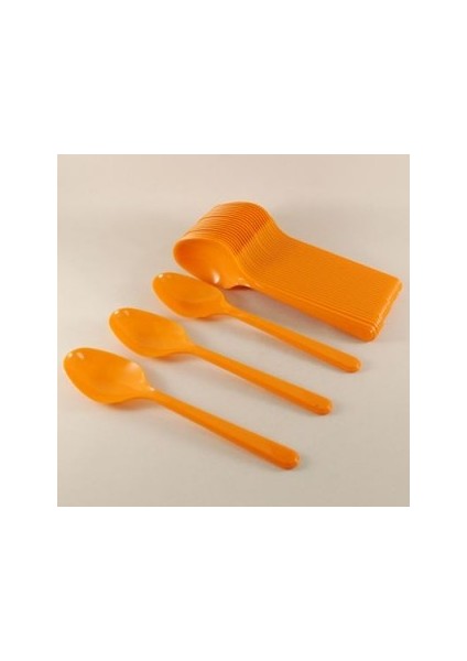 25 Adet Plastik Kaşık Turuncu