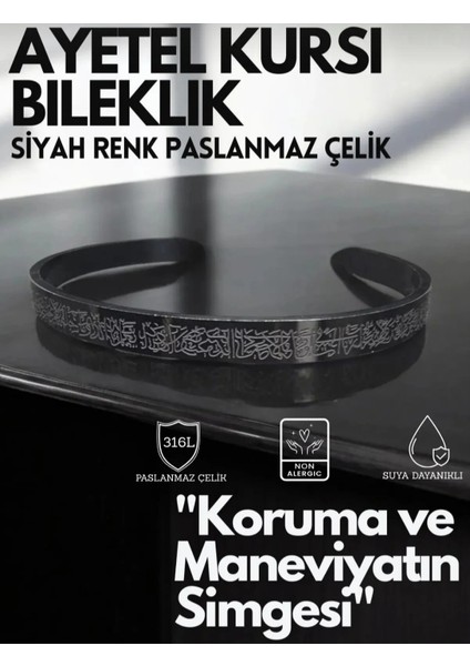 Çelik 316L Siyah Ayetel Kürsi Bileklik Yüzük 2 Li Set fiyatları