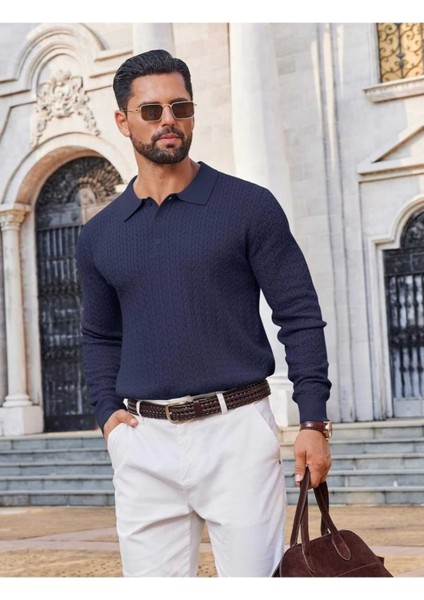 Metropol %100 Pamuk Polo Yaka Erkek Triko Kazak