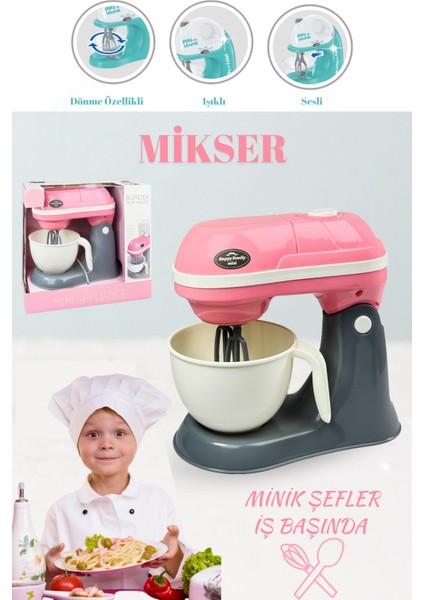 Oyuncak Mikser Sesli Işıklı Dönebilen Mikser Pembe Mavi