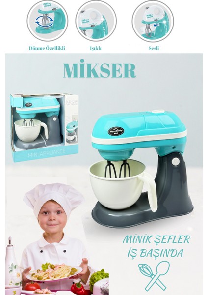 Oyuncak Mikser Sesli Işıklı Dönebilen Mikser Pembe Mavi fiyatları